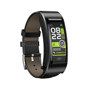 B7 Bluetooth Earphone Smart Bracelet, Support Sleep Monitoring / Blood Oxygen Monitoring / Heart Rate Monitoring(Black + Black Leather Belt)