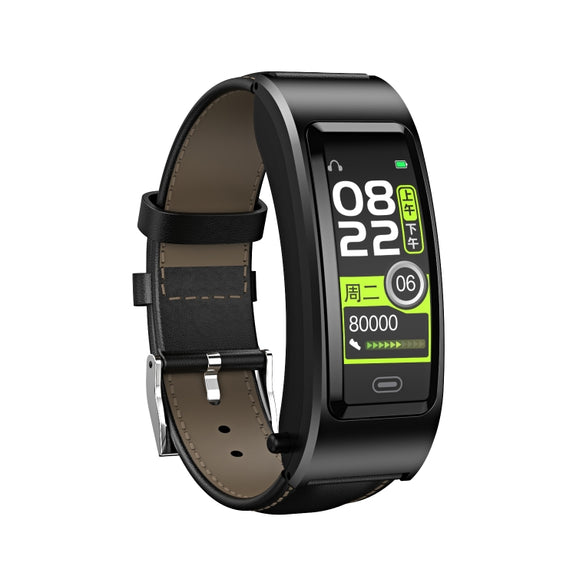 B7 Bluetooth Earphone Smart Bracelet, Support Sleep Monitoring / Blood Oxygen Monitoring / Heart Rate Monitoring(Black + Black Leather Belt)