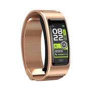 B7 Bluetooth Earphone Smart Bracelet, Support Sleep Monitoring / Blood Oxygen Monitoring / Heart Rate Monitoring(Gold + Gold Steel Chain)
