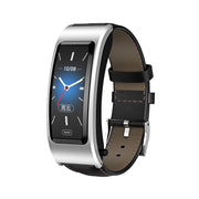 B7 Bluetooth Earphone Smart Bracelet, Support Sleep Monitoring / Blood Oxygen Monitoring / Heart Rate Monitoring(Silver + Black Leather Belt)