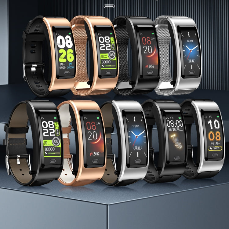 B7 Bluetooth Earphone Smart Bracelet, Support Sleep Monitoring / Blood Oxygen Monitoring / Heart Rate Monitoring(Gold + Black Silicone Strap) -  by PMC TechLife | Online Shopping South Africa | PMC TechLife