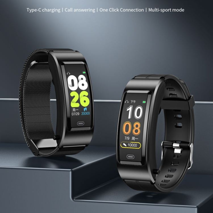 B7 Bluetooth Earphone Smart Bracelet, Support Sleep Monitoring / Blood Oxygen Monitoring / Heart Rate Monitoring(Silver + Black Silicone Strap)