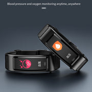 B7 Bluetooth Earphone Smart Bracelet, Support Sleep Monitoring / Blood Oxygen Monitoring / Heart Rate Monitoring(Silver + Black Silicone Strap)