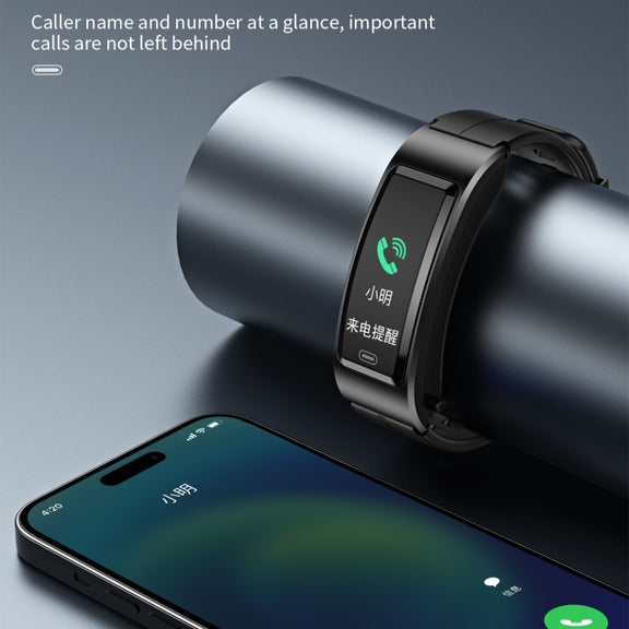B7 Bluetooth Earphone Smart Bracelet, Support Sleep Monitoring / Blood Oxygen Monitoring / Heart Rate Monitoring(Black + Black Leather Belt)