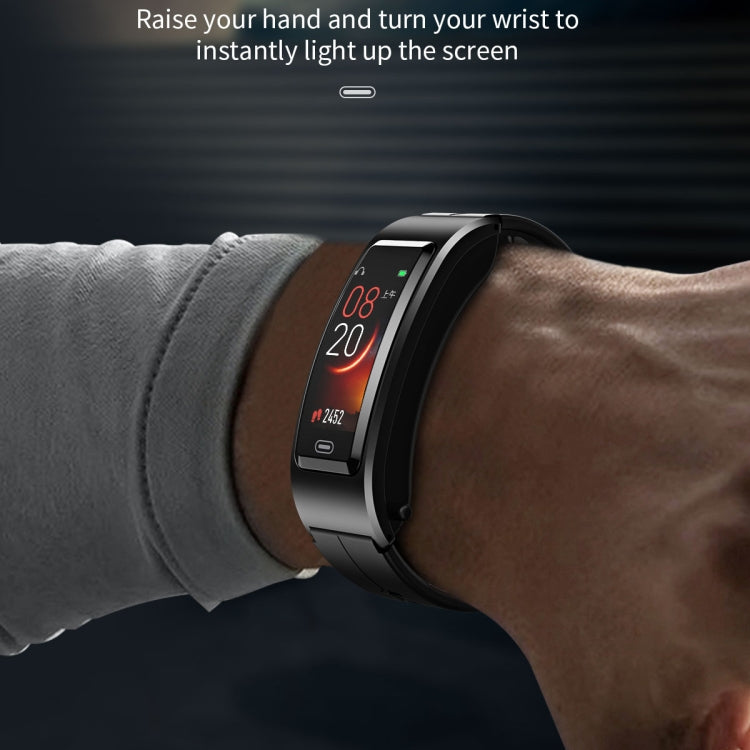 B7 Bluetooth Earphone Smart Bracelet, Support Sleep Monitoring / Blood Oxygen Monitoring / Heart Rate Monitoring(Black + Black Leather Belt)