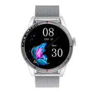R6 1.32 inch Round Screen 2 in 1 Bluetooth Earphone Smart Watch, Support Bluetooth Call / Wellness Tracking(Silver Steel Strap)