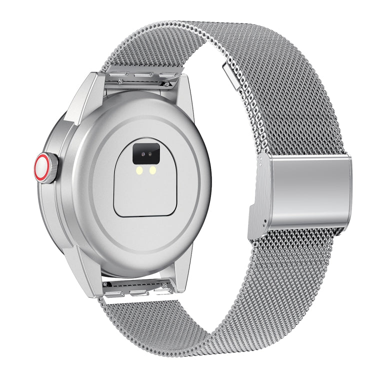 R6 1.32 inch Round Screen 2 in 1 Bluetooth Earphone Smart Watch, Support Bluetooth Call / Wellness Tracking(Silver Steel Strap)