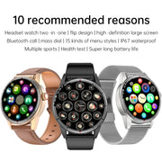 R6 1.32 inch Round Screen 2 in 1 Bluetooth Earphone Smart Watch, Support Bluetooth Call / Wellness Tracking(Silver Steel Strap)