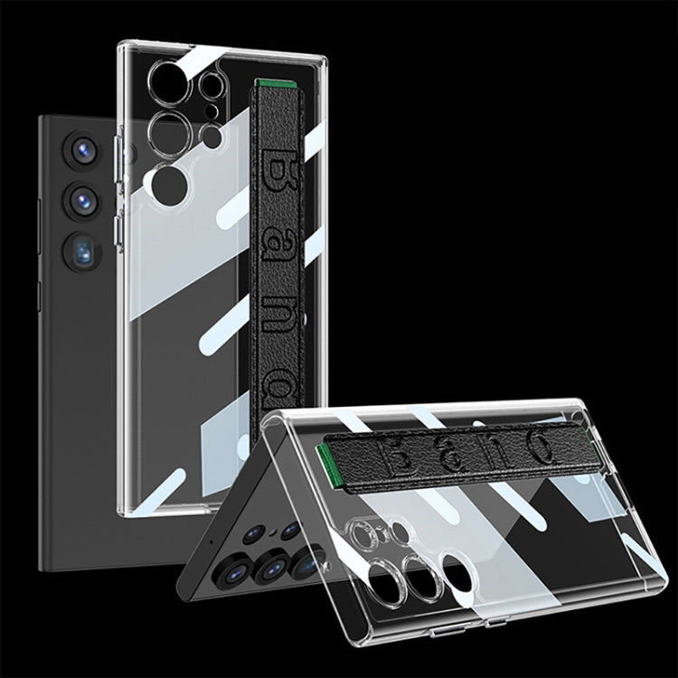 For Samsung Galaxy S23 Ultra GKK TPU + PC + Wrist Strap Transparent Shockproof Phone Case(Black) - free shipping - PMC TechLife - Order now!