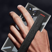 For Samsung Galaxy S23 Ultra GKK TPU + PC + Wrist Strap Transparent Shockproof Phone Case(Black)