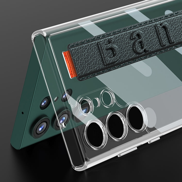 For Samsung Galaxy S23 Ultra GKK TPU + PC + Wrist Strap Transparent Shockproof Phone Case(Black) - free shipping - PMC TechLife - Order now!