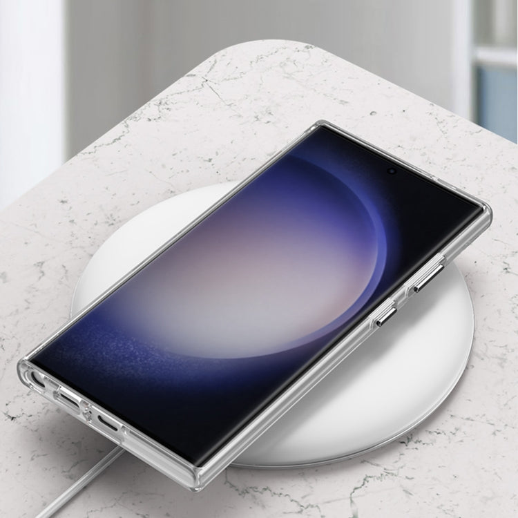 For Samsung Galaxy S23 Ultra GKK TPU + PC + Wrist Strap Transparent Shockproof Phone Case(Black) - free shipping - PMC TechLife - Order now!