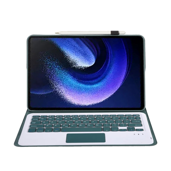 For Xiaomi Pad 6 / Pad 6 Pro A0N7-A Lambskin Texture Ultra-thin Bluetooth Keyboard Leather Case with Touchpad(Dark Green)
