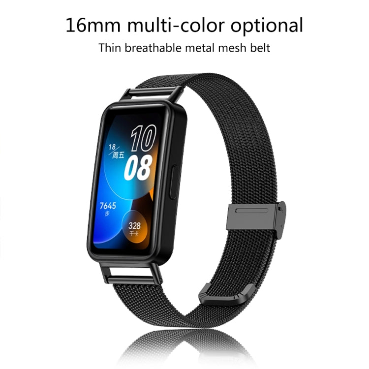 For Huawei Band 8 16mm Milan Stainless Steel Metal Mesh Watch Band(Silver)