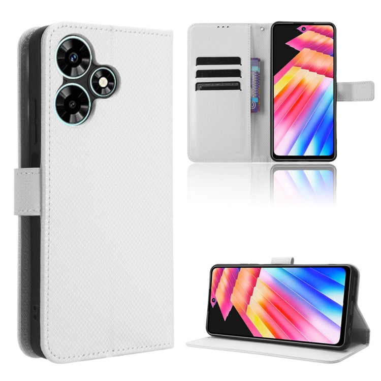 For Infinix Hot 30 4G X6831 Diamond Texture Leather Phone Case(White) - free shipping - PMC Jewellery - Order now!