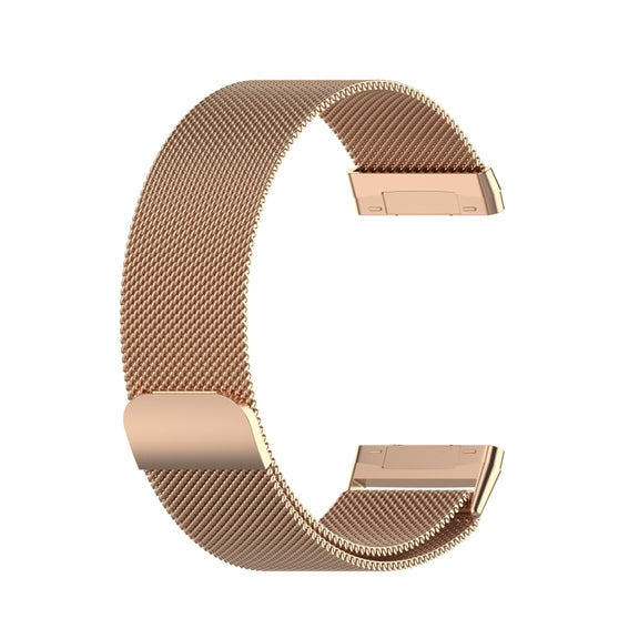 For Fitbit Versa 4 Milanese Magnetic Metal Weave Watchband, Small Size(Rose Gold)