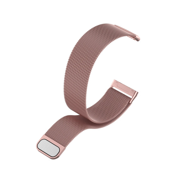 For Fitbit Versa 4 Milanese Magnetic Metal Weave Watchband, Small Size(Pink)