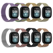 For Fitbit Versa 4 Milanese Magnetic Metal Weave Watchband, Small Size(Black)