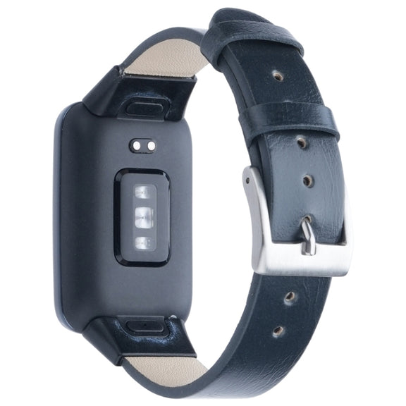 For Xiaomi Mi Band 7 Pro Leather Texture Replacement Watch Band(Dark Blue)
