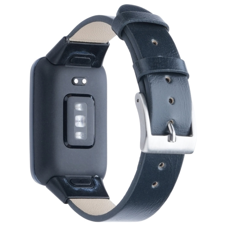 For Xiaomi Mi Band 7 Pro Leather Texture Replacement Watch Band(Dark Blue)