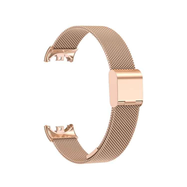 For Xiaomi Mi Band 8 Milanese Buckle Metal Watch Band(Rose Gold)