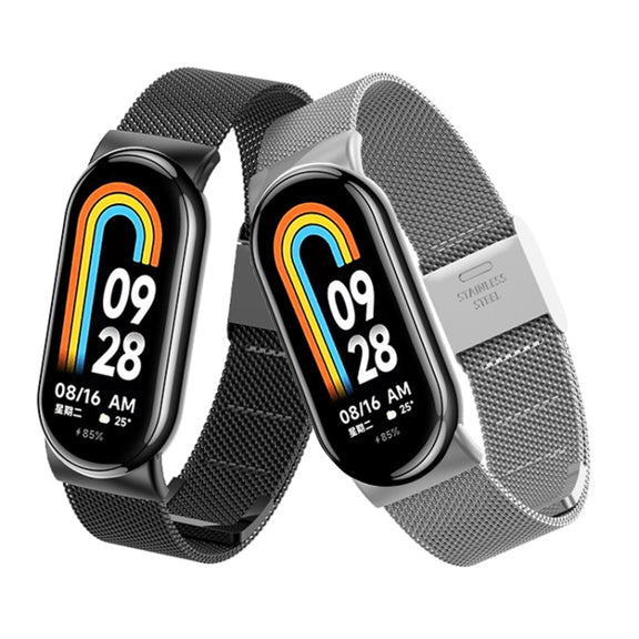 For Xiaomi Mi Band 8 Milanese Buckle Metal Watch Band(Grey)