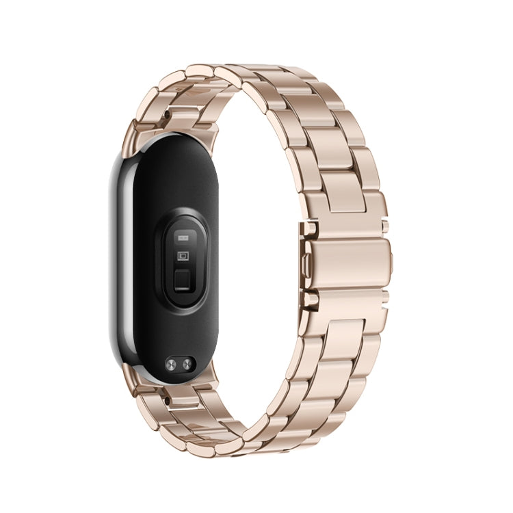 For Xiaomi Mi Band 8 Milanese Three-bead Metal Watch Band(Rose Gold) -  by PMC TechLife | Online Shopping South Africa | PMC TechLife