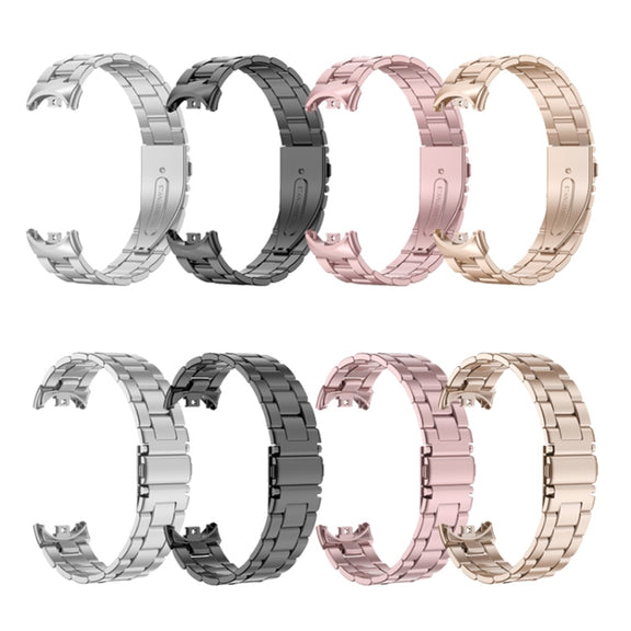 For Xiaomi Mi Band 8 Milanese Three-bead Metal Watch Band(Black)