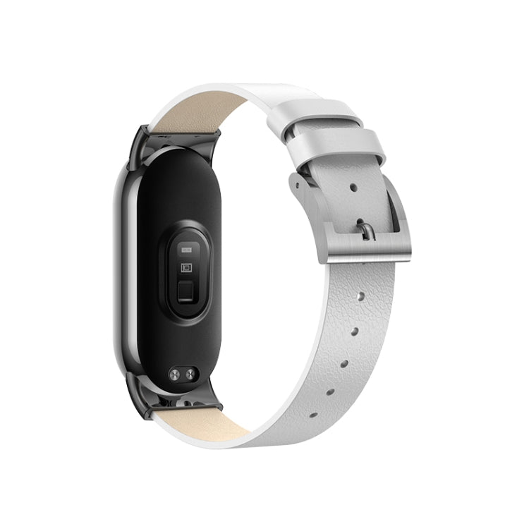 For Xiaomi Mi Band 8 Leather Replacement Watch Band(White)