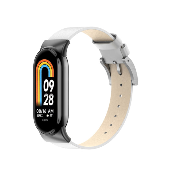 For Xiaomi Mi Band 8 Leather Replacement Watch Band(White)