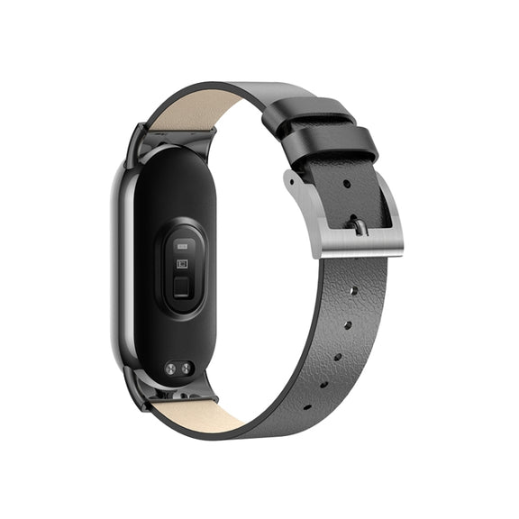 For Xiaomi Mi Band 8 Leather Replacement Watch Band(Black)