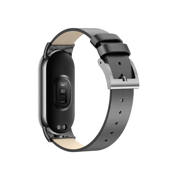 For Xiaomi Mi Band 8 Leather Replacement Watch Band(Black)