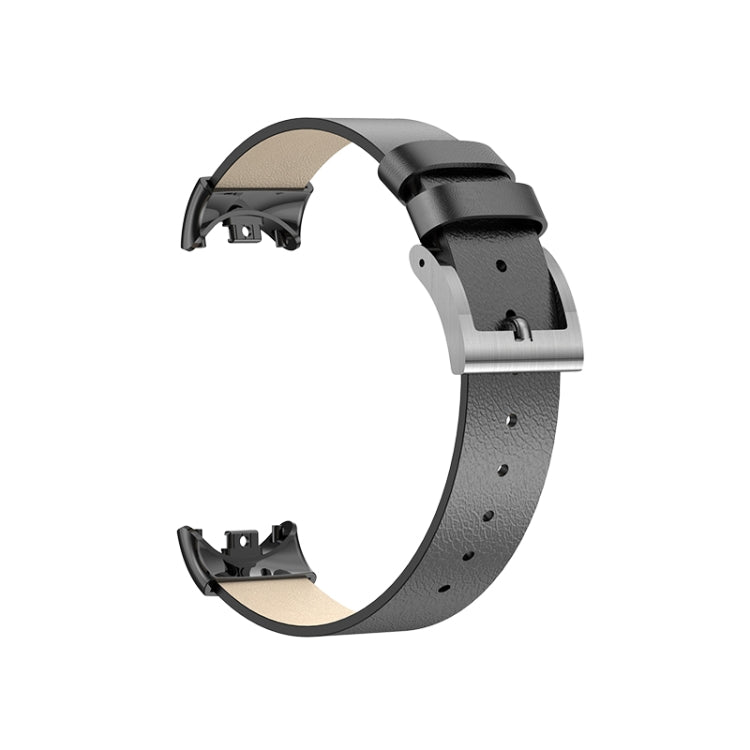 For Xiaomi Mi Band 8 Leather Replacement Watch Band(Black)