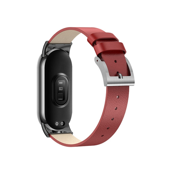 For Xiaomi Mi Band 8 Leather Replacement Watch Band(Red)