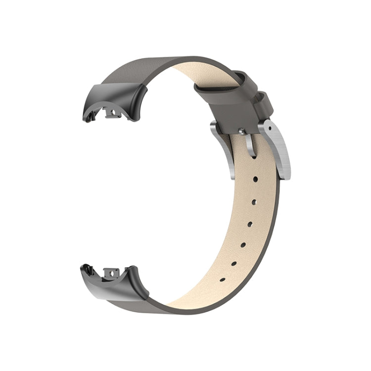 For Xiaomi Mi Band 8 Leather Replacement Watch Band(Grey)