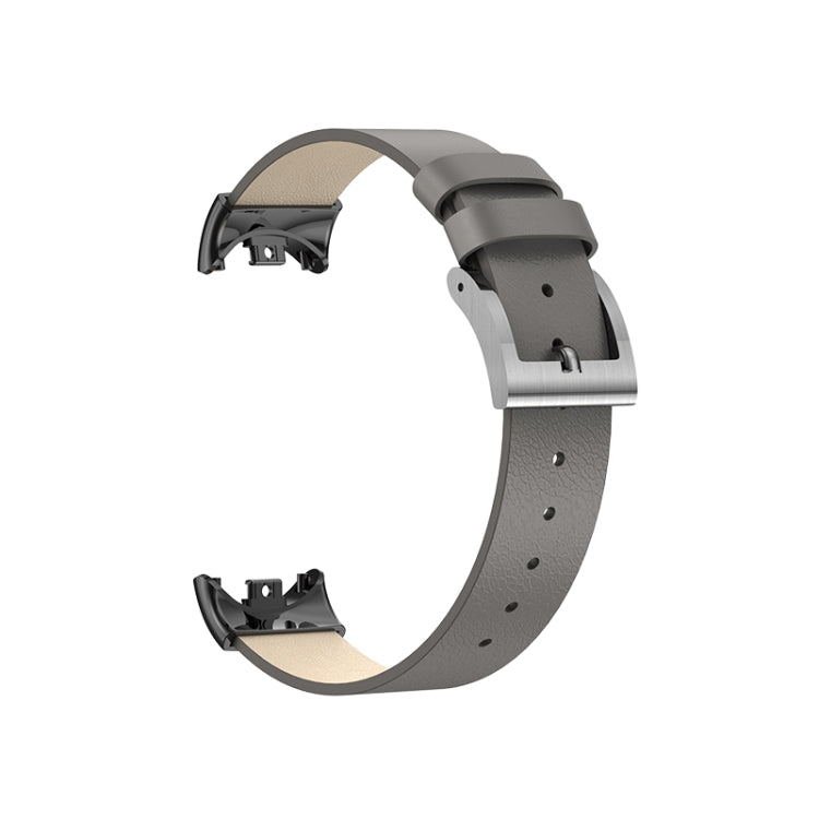 For Xiaomi Mi Band 8 Leather Replacement Watch Band(Grey) -  by PMC TechLife | Online Shopping South Africa | PMC TechLife