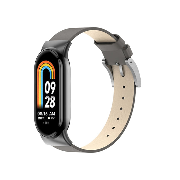 For Xiaomi Mi Band 8 Leather Replacement Watch Band(Grey)