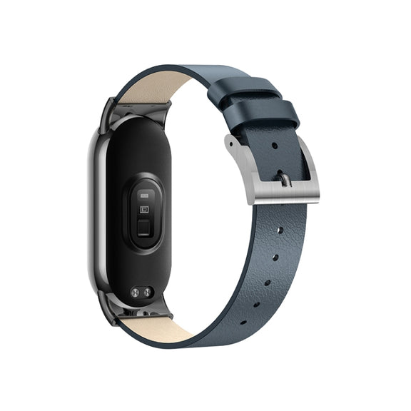 For Xiaomi Mi Band 8 Leather Replacement Watch Band(Midnight Blue)