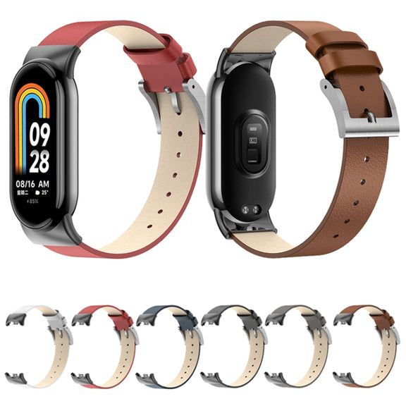 For Xiaomi Mi Band 8 Leather Replacement Watch Band(Red)