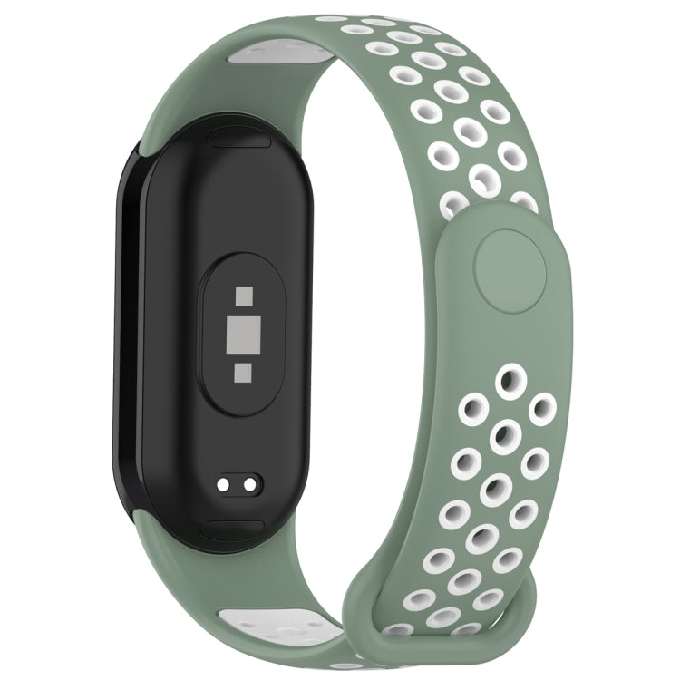For Xiaomi Mi Band 8 Sports Two Color Silicone Watch Band(Light Green White) -  by PMC TechLife | Online Shopping South Africa | PMC TechLife