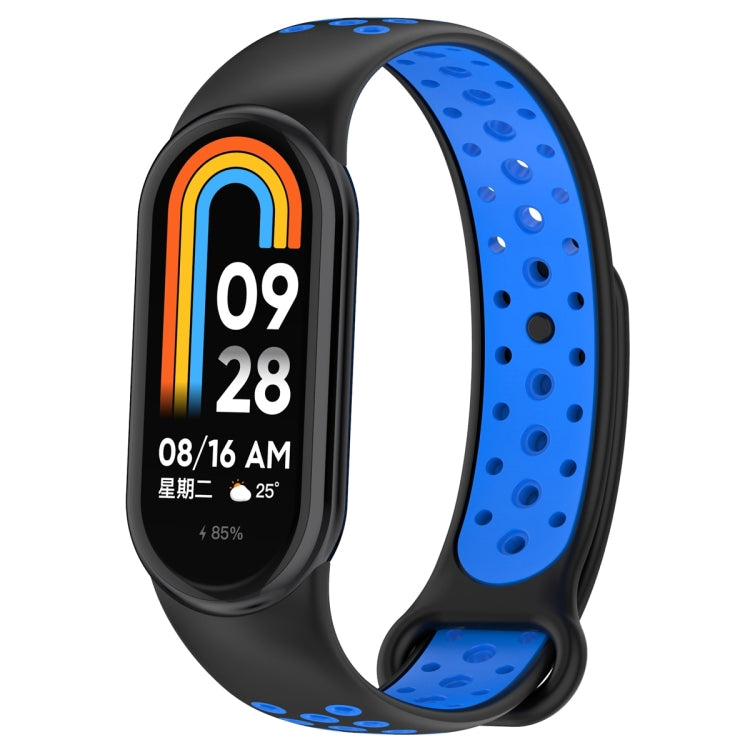 For Xiaomi Mi Band 8 Sports Two Color Silicone Watch Band(Black Blue) -  by PMC TechLife | Online Shopping South Africa | PMC TechLife