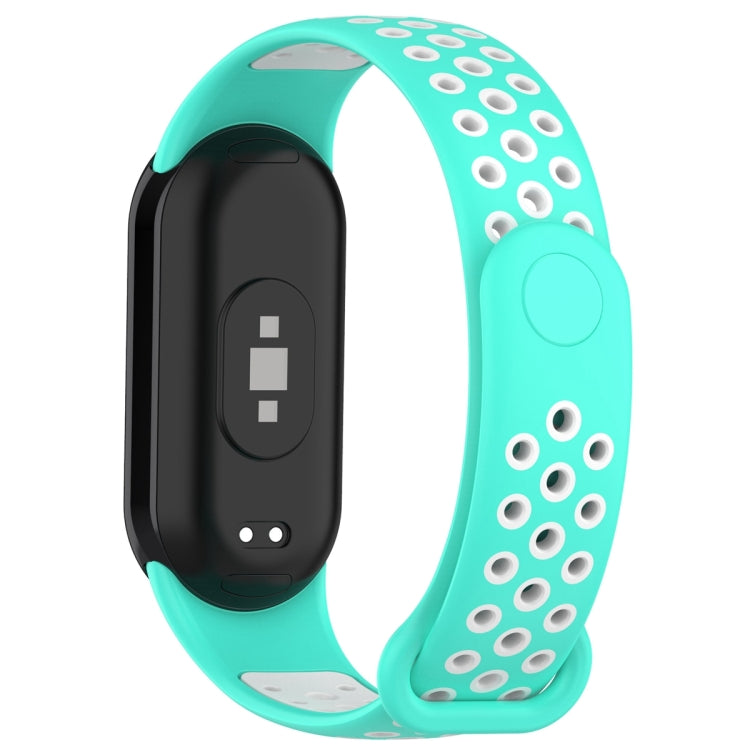 For Xiaomi Mi Band 8 Sports Two Color Silicone Watch Band(Cyan White) -  by PMC TechLife | Online Shopping South Africa | PMC TechLife