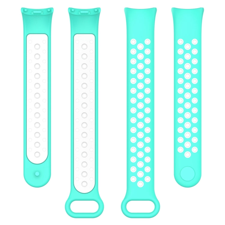 For Xiaomi Mi Band 8 Sports Two Color Silicone Watch Band(Cyan White) -  by PMC TechLife | Online Shopping South Africa | PMC TechLife
