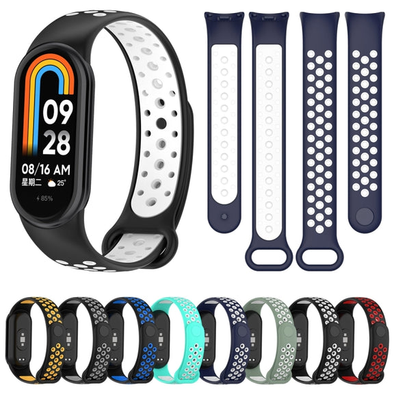 For Xiaomi Mi Band 8 Sports Two Color Silicone Watch Band(Black Yellow)