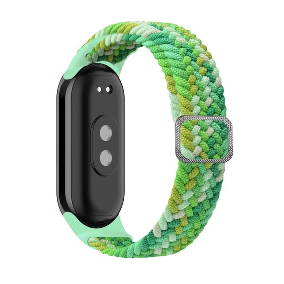 For Xiaomi Mi Band 8 Adjustable Nylon Braided Elasticity Watch Band(Colorful Green)