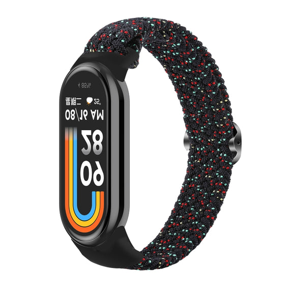 For Xiaomi Mi Band 8 Adjustable Nylon Braided Elasticity Watch Band(Starlight Black)