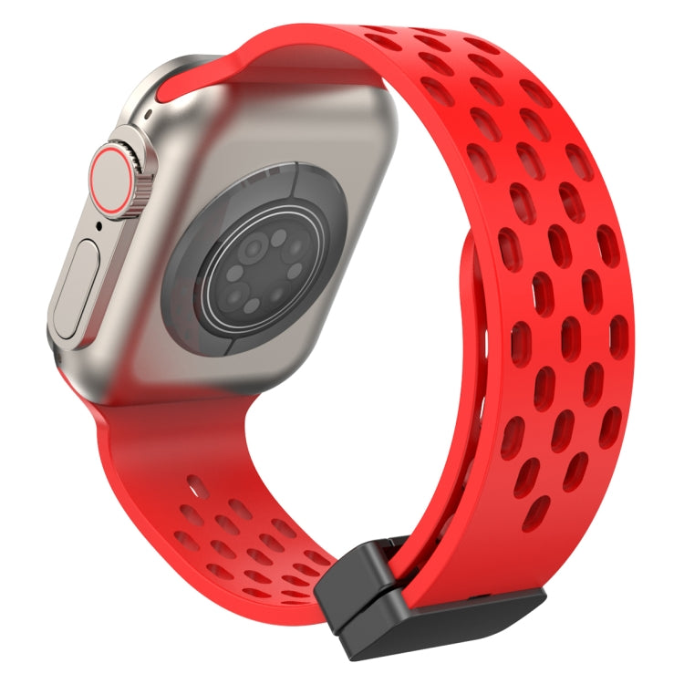 Magnetic Clasp Silicone Watch Band For Apple Watch Ultra 49mm / Series 8&7 45mm / SE 2&6&SE&5&4 44mm / 3&2&1 42mm(Red) -  by PMC TechLife | Online Shopping South Africa | PMC TechLife