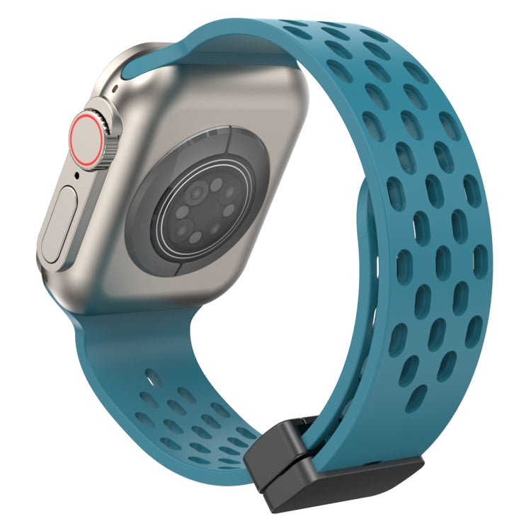 Magnetic Clasp Silicone Watch Band For Apple Watch Ultra 49mm / Series 8&7 45mm / SE 2&6&SE&5&4 44mm / 3&2&1 42mm(Rock Cyan) -  by PMC TechLife | Online Shopping South Africa | PMC TechLife