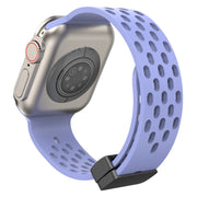 Magnetic Clasp Silicone Watch Band For Apple Watch Ultra 49mm / Series 8&7 45mm / SE 2&6&SE&5&4 44mm / 3&2&1 42mm(Purple)