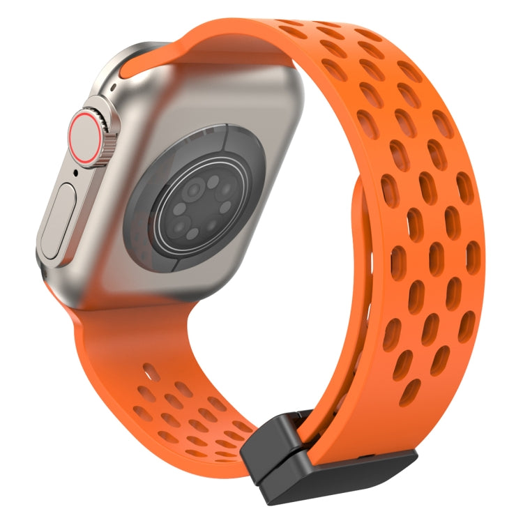 Magnetic Clasp Silicone Watch Band For Apple Watch Ultra 49mm / Series 8&7 45mm / SE 2&6&SE&5&4 44mm / 3&2&1 42mm(Orange) -  by PMC TechLife | Online Shopping South Africa | PMC TechLife
